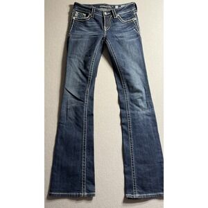 Womens Miss Me JS5014B110 Signature Boot Jeans Size 27x34 Bling Tall